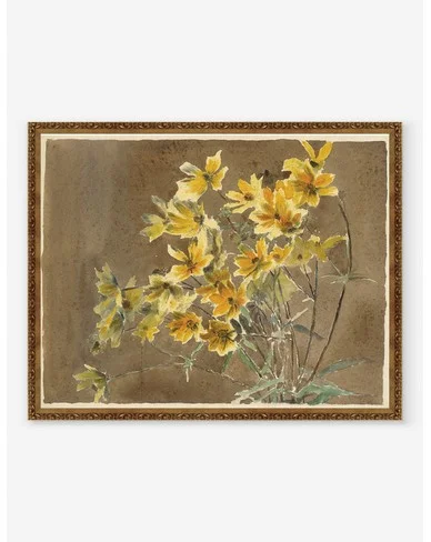 Yellow/Orange Flower with Border Print by Hannah Borger Overbeck-Framed / 17.5" x 22"
