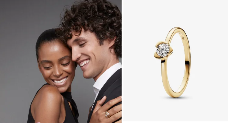 Pandora Talisman 14k Gold Lab-grown Diamond Heart Ring
