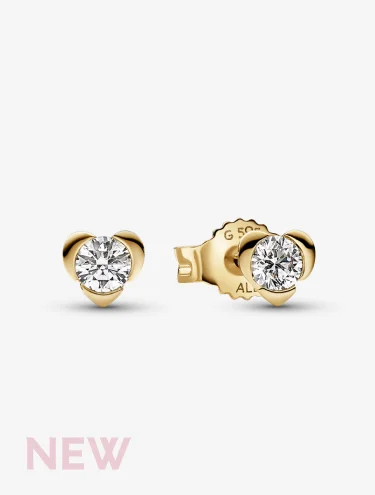 Pandora Talisman 14k Gold Lab-grown Diamond Heart Earrings