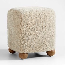 L'Enchere Wool Ottoman by Athena Calderone