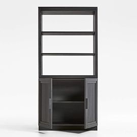 Calypso Modular Elm Wood-Door Base and Bookshelf Hutch