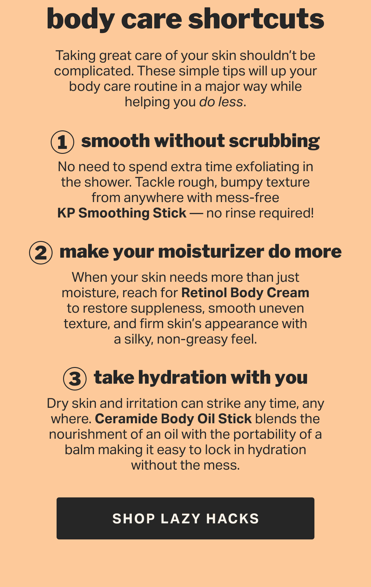 body care shortcuts SHOP LAZY HACKS