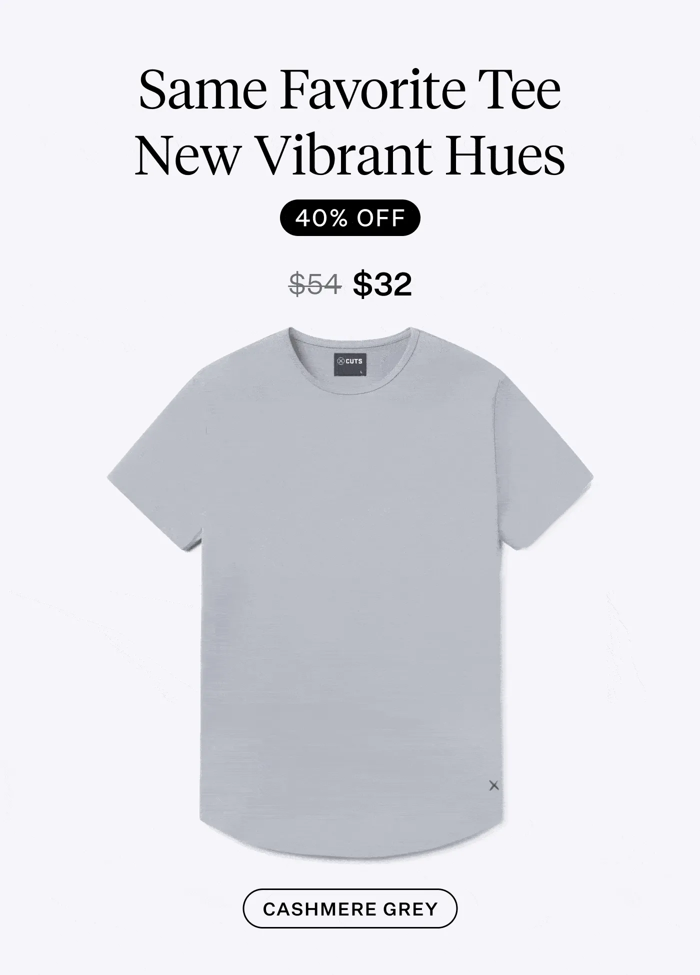 AO Curve-Hem Tee New Seasonal Colors 40% Off