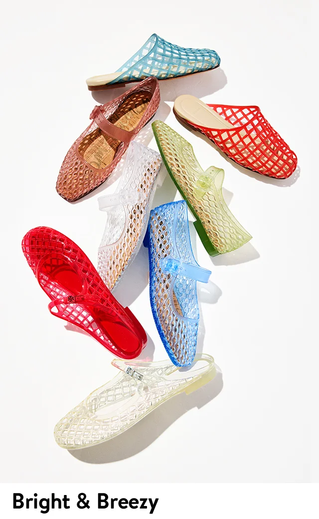 Jelly shoes in an assortment of colors.