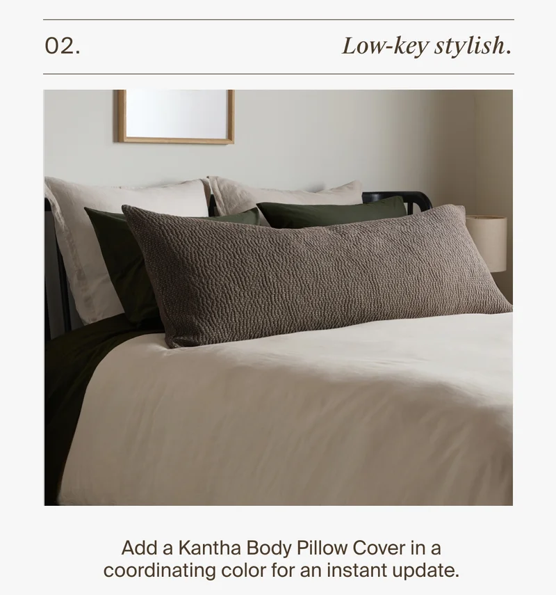 Hand-Stitched Kantha Body Pillow Cover