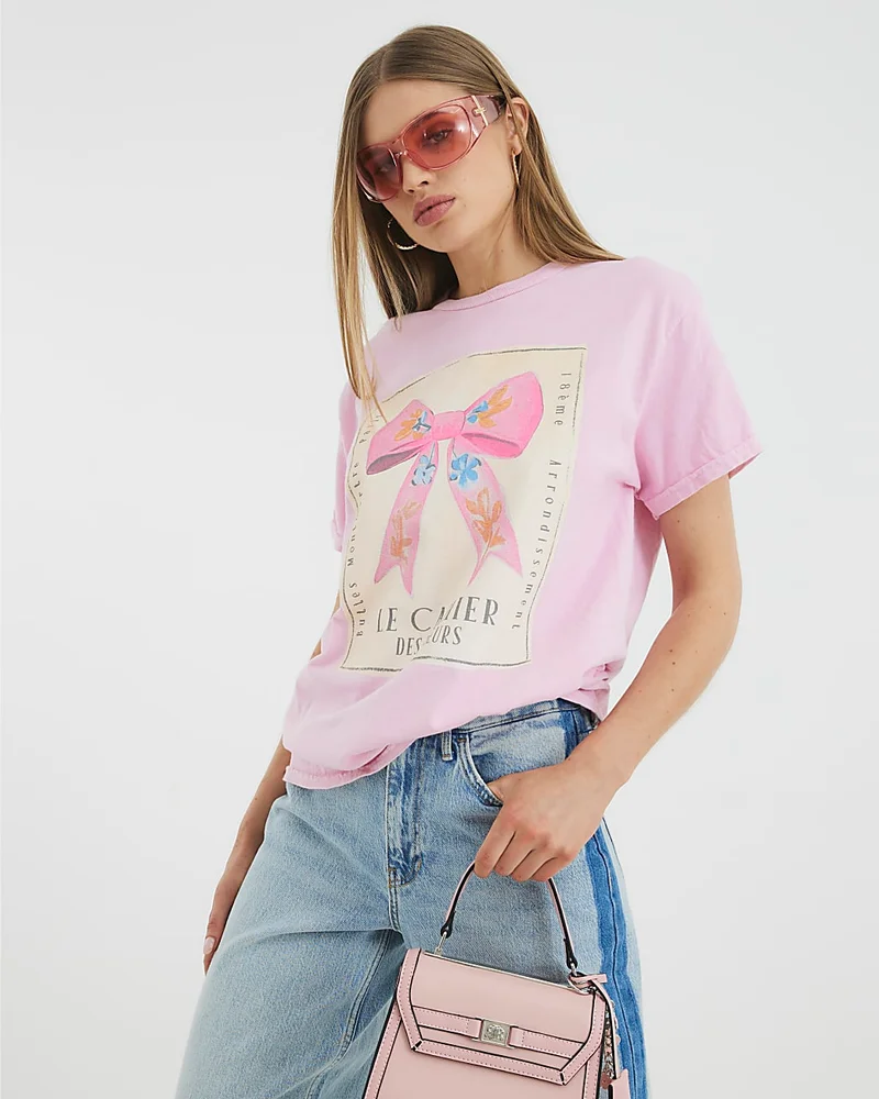 Pink Short Sleeve Bow T-shirt