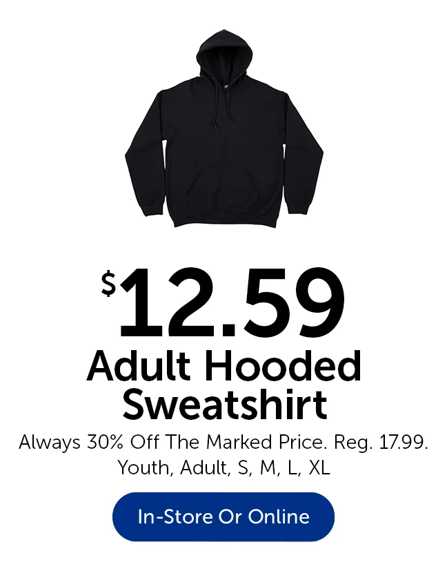 $12.59 Adult Hooded Sweatshirt