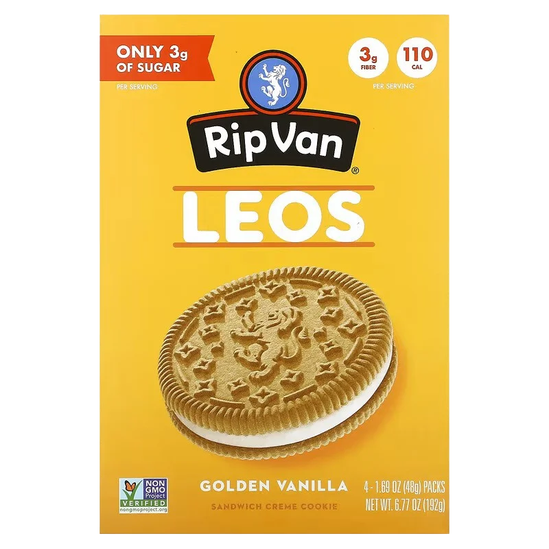 Image of Rip Van Wafels Leos Golden Vanilla Sandwich Creme Cookies