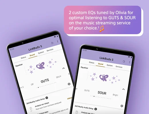2 custom EQs tuned by Olivia for optimal listening to GUTS and SOUR on the music streaming service of your choice.(1)