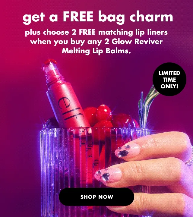 get a free bag charm and 2 free matching liners when you buy 2+ melting lip balms
