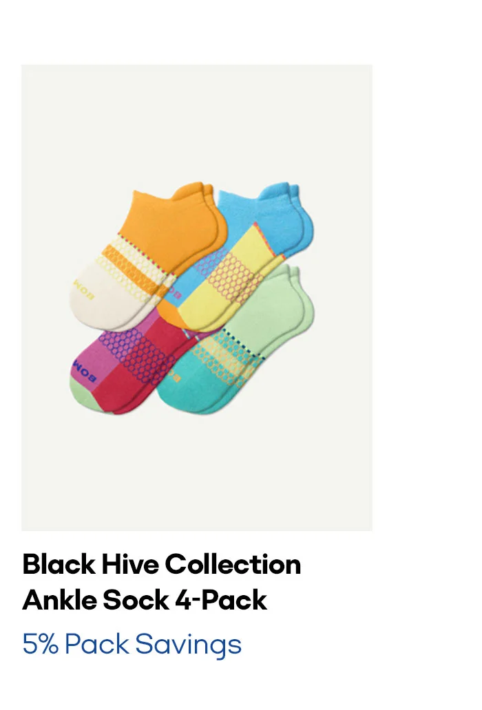 Black Hive Collection Ankle Sock 4-Pack 5% Pack Savings