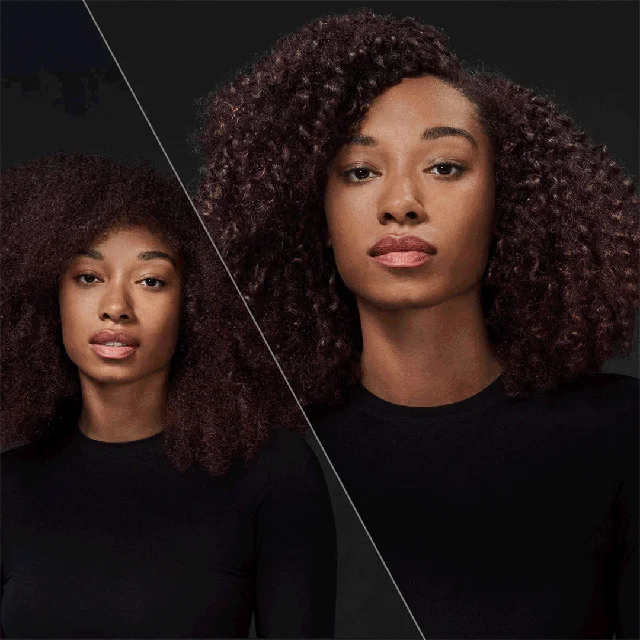 Models demonstrating before and after styled hair