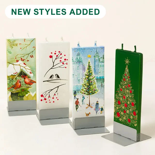 Hand-Painted Holiday Flat Candle