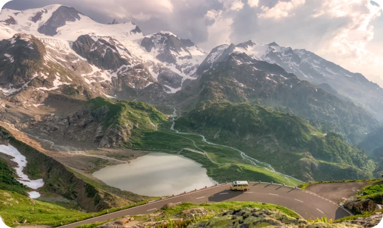 Camper van in the Bernese Alps