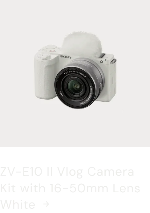 Image of the Sony ZV-E10 II Vlog Camera in black with the kit lens