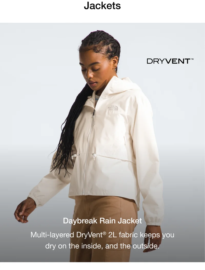 Daybreak Rain Jacket - Multi-layered DryVent® 2L fabric keeps you dry on the inside, and the outside.