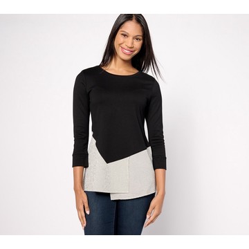 Attitudes by Renee Knit Top With Crushed Stripe Peplum