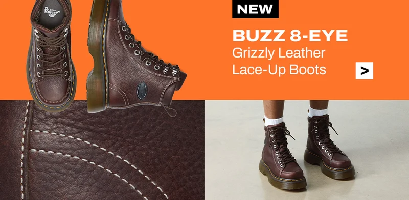 BUZZ 8-EYE Grizzly Leather Lace-Up Boots