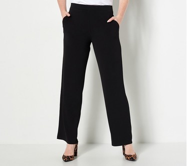 Susan Graver Petite Liquid Knit Wide-Leg Pull-On Pants