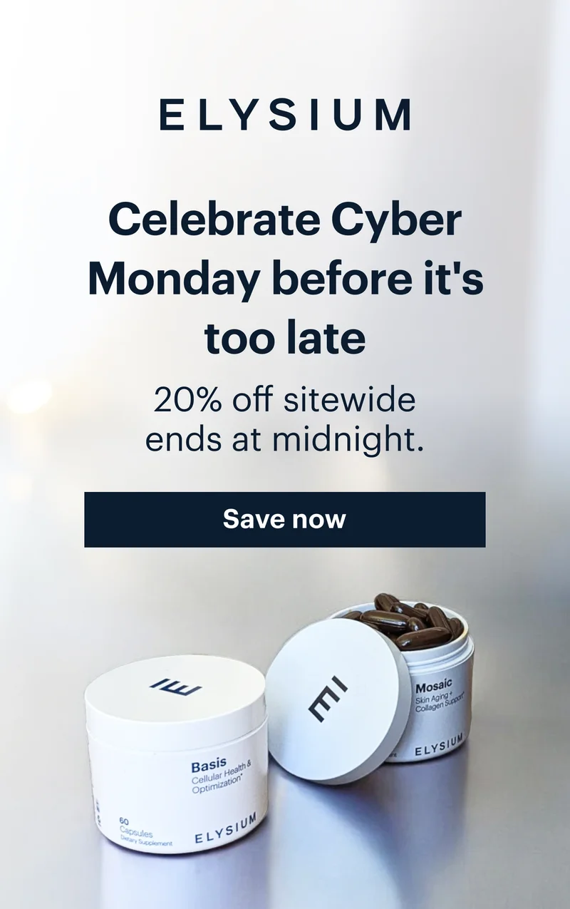 ELYSIUM | Celebrate Cyber Monday before it's too late | 20% off sitewide ends at midnight. | Save now