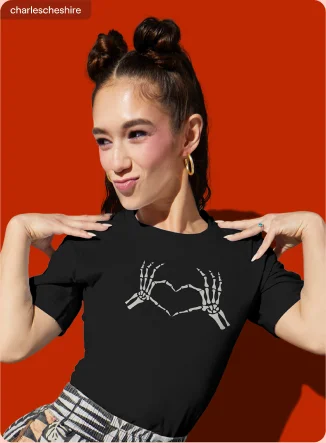 Skeleton Hands Heart Halloween T-Shirt
