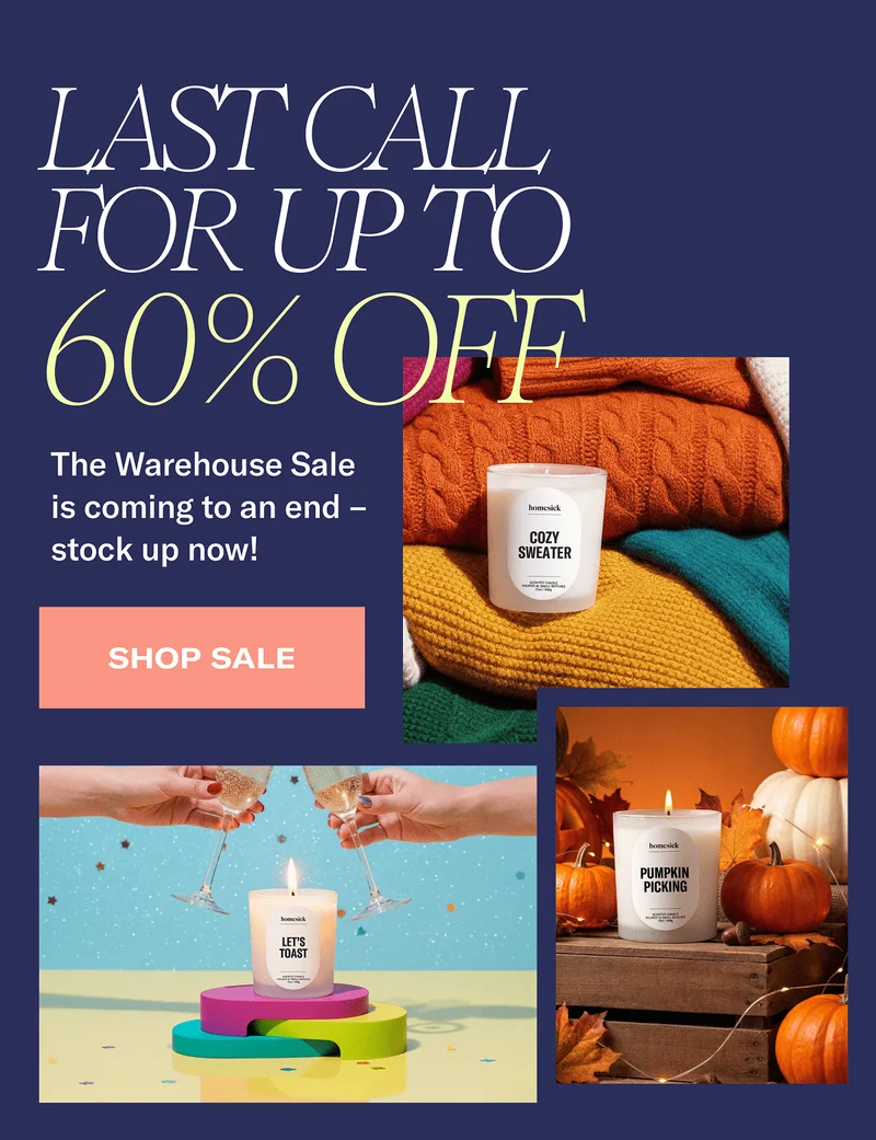 Last call for up to 60% off | The warehouse sale is coming to an end - stock up now! | Shop sale