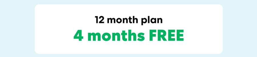 12 month plan 4 months FREE