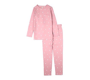 MiniMoi Girls Kind Hearts Rayon Blend Pull-On P ajama Set