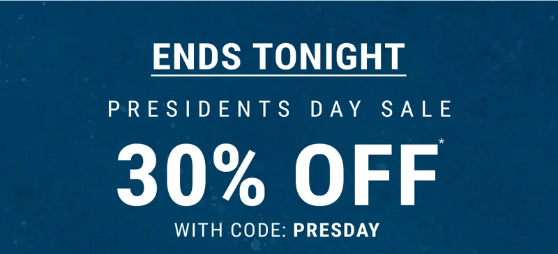 Ends Tonight Presidents Day Sale 30% Off** With Code: discount code
