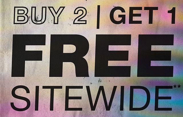 Hours Left Buy Two, Get One Free Sitewide Not Combinable with Other Offers Shop Now
