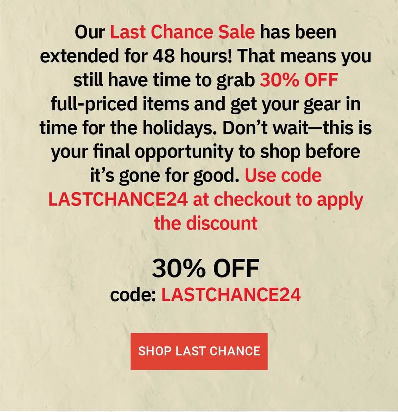 Last Chance Sale 30% OFF