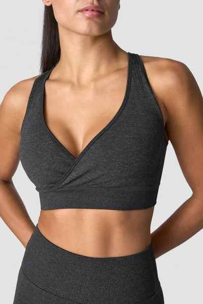 Image of Soft&nbsp;Seamless&nbsp;Adjustable&nbsp;Sports&nbsp;Bra Graphite Melange