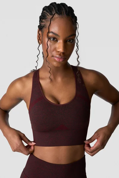 Image of Soft Seamless Sports Bra Burgundy Melange