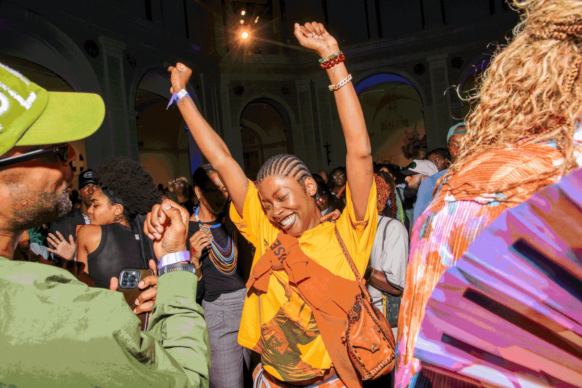 A GIF of people and art around the Brooklyn Museum