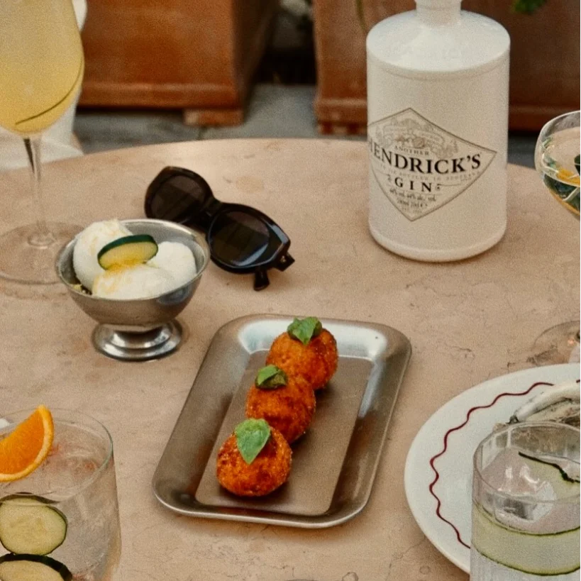 Table with drinks and snacks