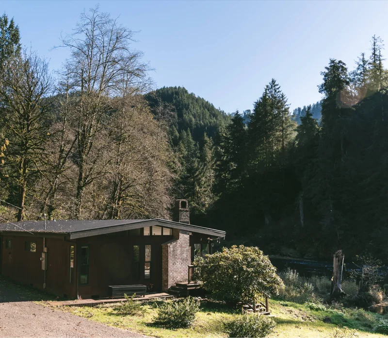Pictured: Stay Floyd in Tillamook. A secluded, mid-century cabin an hours drive from Portland and 20 minutes from the ocean.