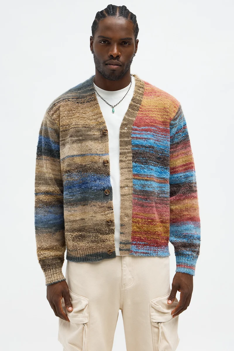 Image of Cameroonian Textured Cardigan - Brown/combo