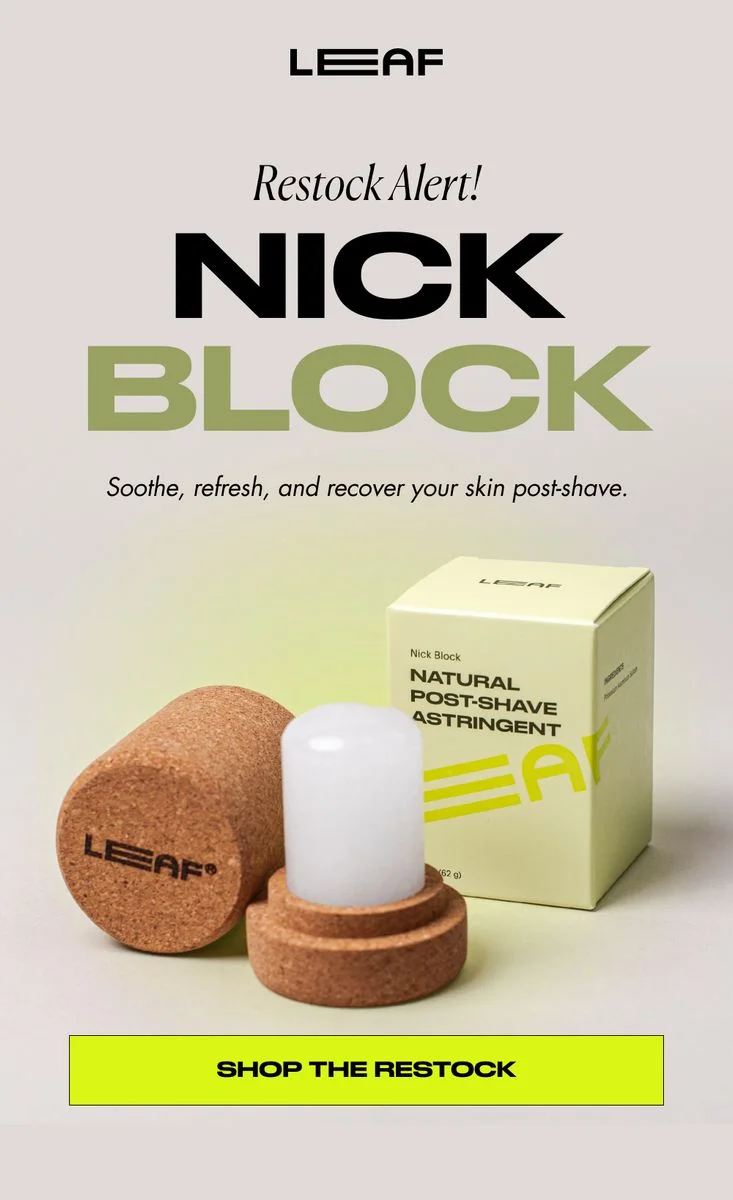 restock alert, nick block - soothe, refresh, and recover your skin post-shave.