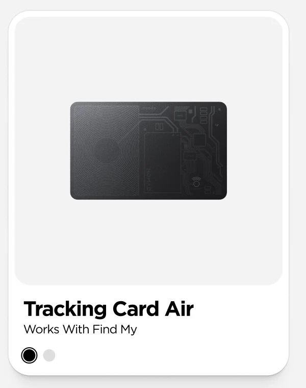 Tracking Card Air. Works with Find My.