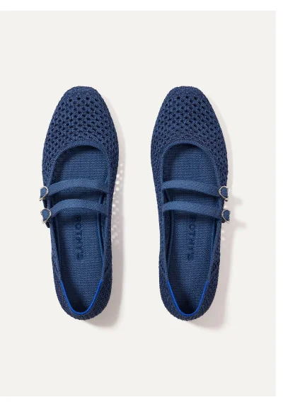 Blue Mesh Double Buckle Mary Jane