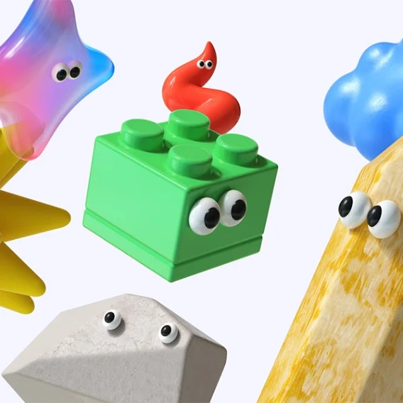 an illustration of cartoonish building blocks and shapes