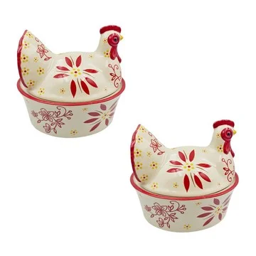 Temp-tations Nostalgic Set of (2) 18-oz Rooster Lidded Ramekins