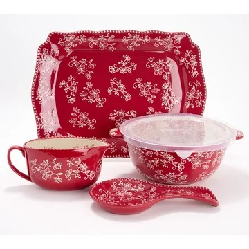 Temp-tations Floral Lace 4-Piece Entertaining Essentials Set