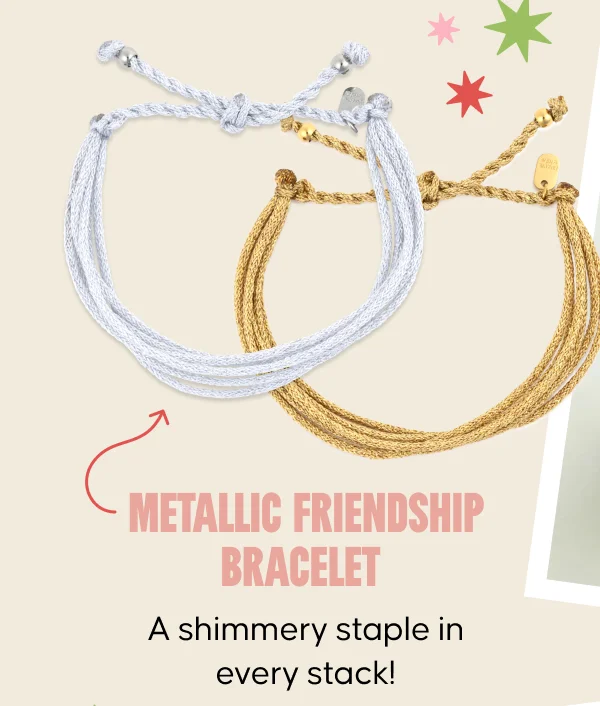 Metallic Friendship Bracelet. A shimmery staple in every stack!