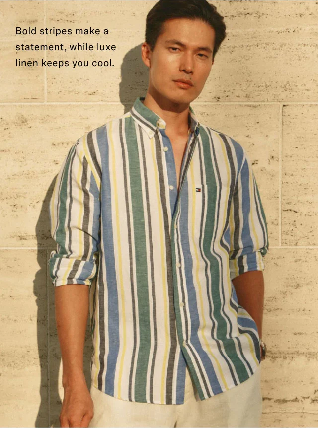 Bold stripes make a statement, while luxe linen keeps you cool.