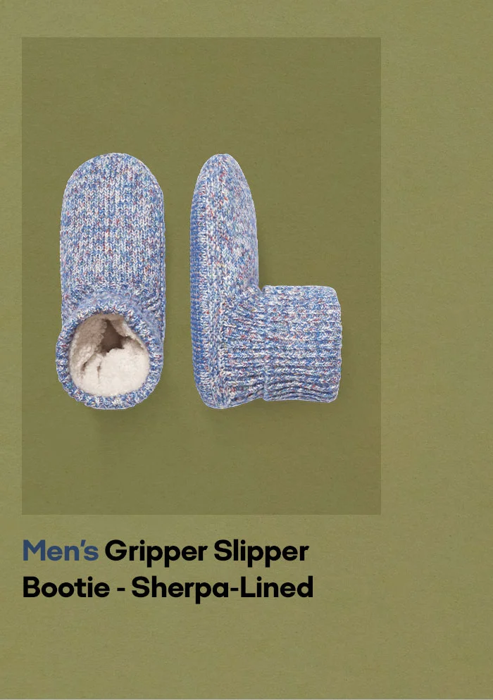 Men's Gripper Slipper Bootie - Sherpa-Lined