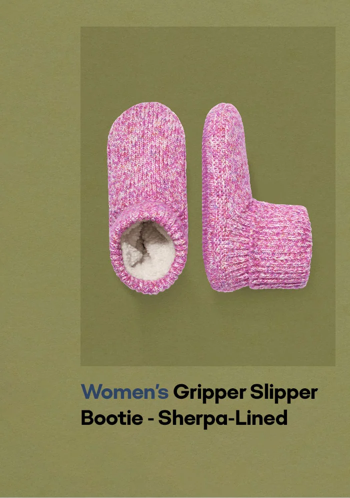 Women's Gripper Slipper Bootie - Sherpa-Lined
