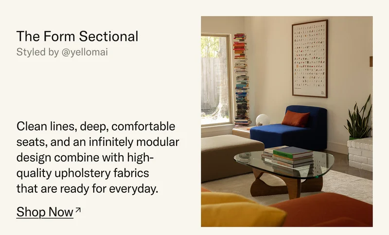 The Form Sectional - clean lines, deep, comfortable seats, and an infinitely modular design.
