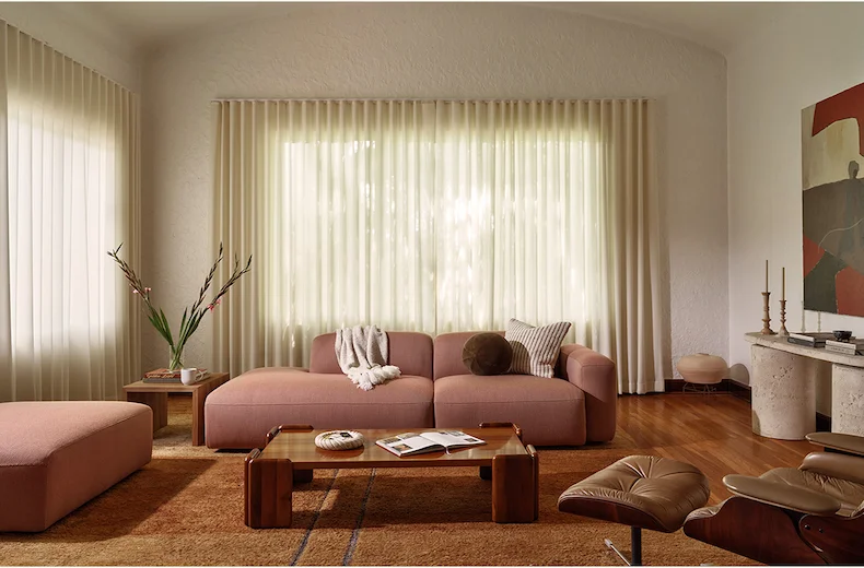 Pictured: Soft Serve Sectional in Safflower (Serpentine)