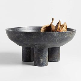 Black Tri-Footed Ceramic Centerpiece Bowl